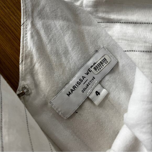 Marissa Webb Kierra Linen Blend Pinstriped Midi dress white - 4 - Picture 10 of 11